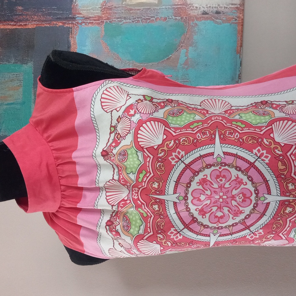 Vineyard Vines Coral and Lime Mandala Blouse Size: 8 - Picture 5 of 13